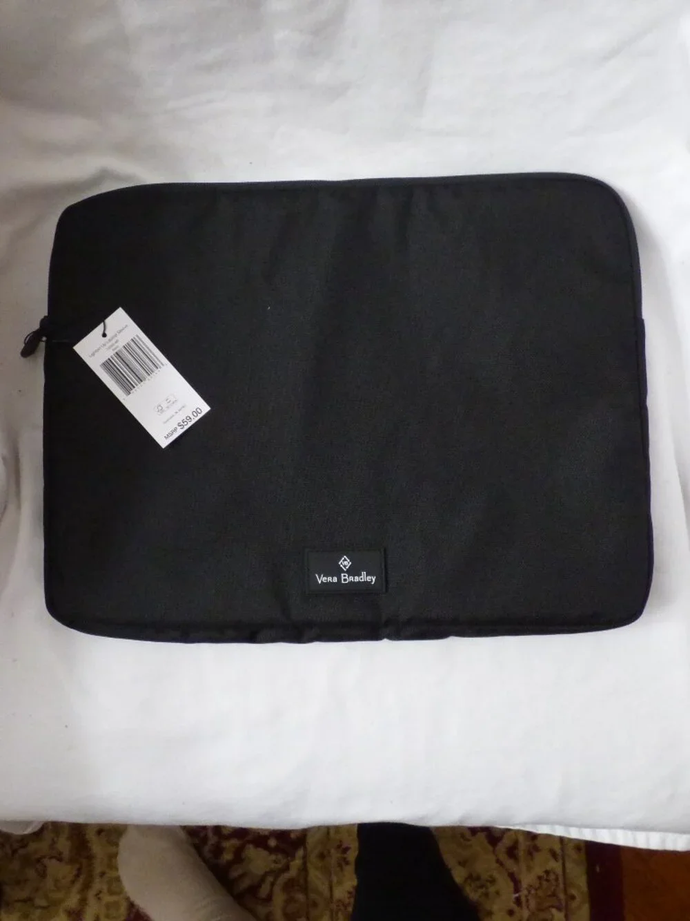 Vera Bradley Lighten Up Laptop Sleeve Black Padded NWT